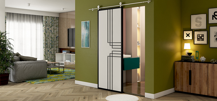 sliding bathroom door installation in Maywood